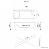 Ванна 1AcReal Тори 150х70
