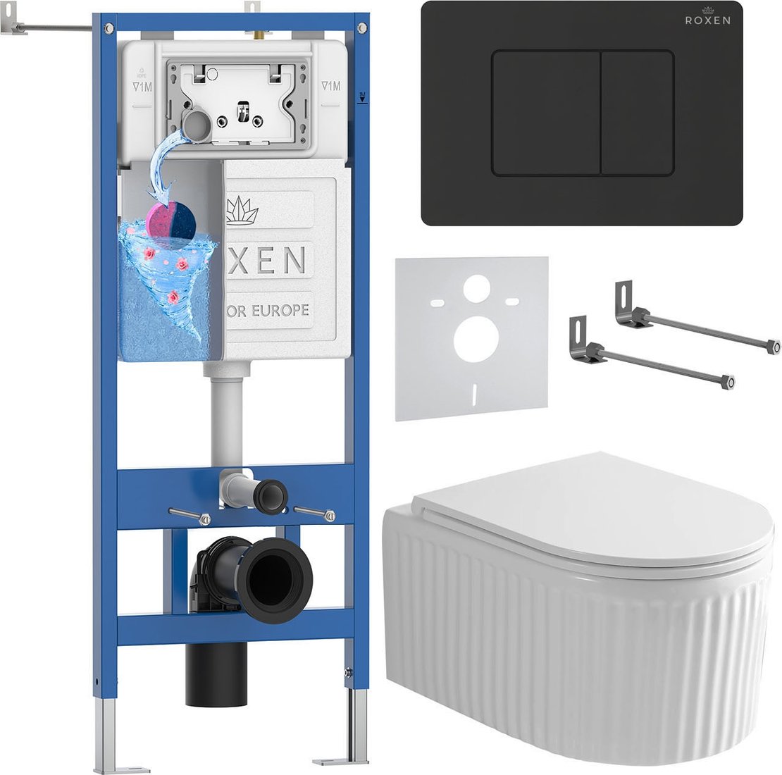 

Унитаз подвесной Roxen Royal Matt в комплекте с инсталляцией StounFix Dual Fresh 6 в 1 868520 (кнопка: черный)