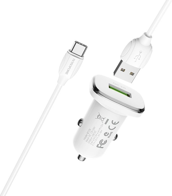 

Автомобильное зарядное Borofone BZ12A USB Type-C (белый)