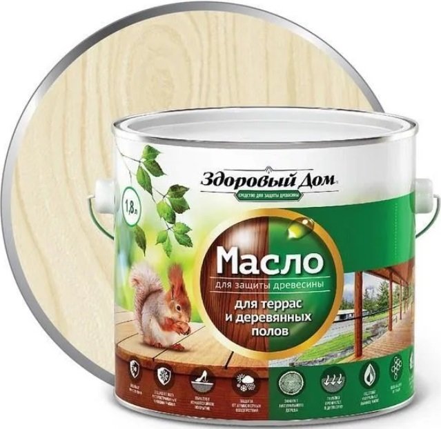 

Масло Здоровый дом Для террас и деревянных полов 0.75 л (слоновая кость)