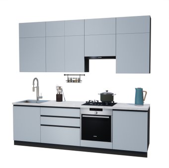 Готовая кухня ВерсоМебель Эко Премиум 2.6 (сумеречный голубой/ст. мрамор лацио)