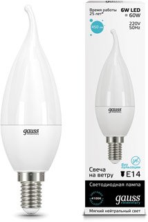 

Светодиодная лампочка Gauss Elementary E14 6Вт 4100K [34126]