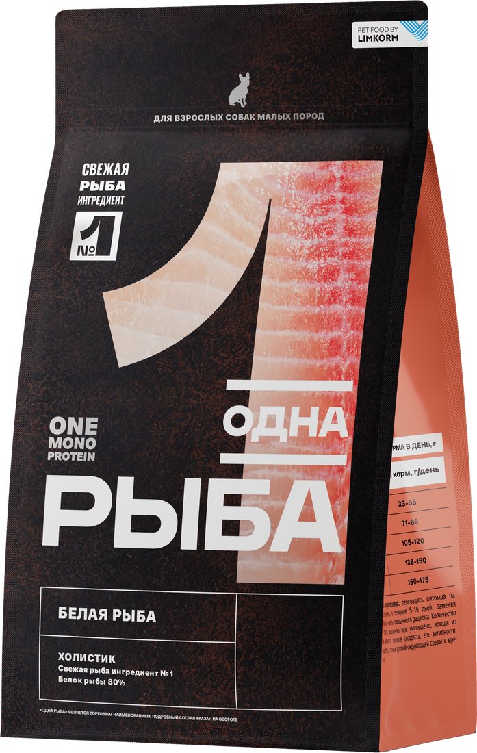

Сухой корм для собак Одно Мясо Для взрослых собак МП с белой рыбой 800 г