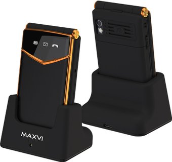 Кнопочный телефон Maxvi E11ds (черный/золотистый)