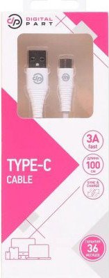 

Кабель Digital Part TC-302 USB Type-A - USB Type-C (1 м, серый)