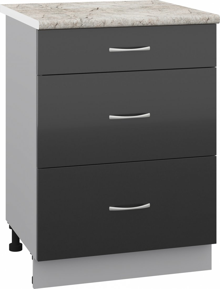 

Шкаф напольный Кортекс-мебель Корнелия Лира НШ60р3ш (черный/марсель)