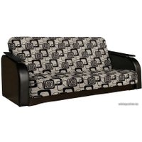 Диван Асмана Премьер (декор прямой/рогожка кубики коричневые/кожзам коричневый)