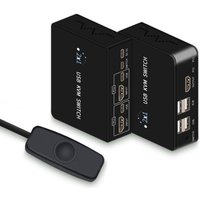 KVM переключатель USBTOP 2-х портовый KVM-переключатель HDMI USB, (черный)