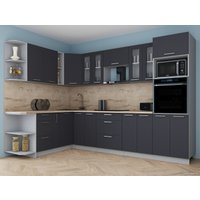 Готовая кухня Интерлиния Мила Gloss 1.88x3.0 левая (графит софт/графит софт/травертин серый) в Могилеве