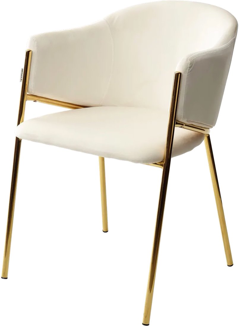 

Стул с подлокотниками M-City Dill 629M05105 (bluvel-22 milk велюр/золотой)