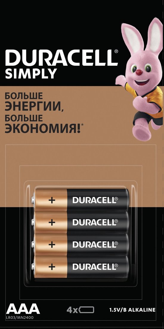 

Батарейка DURACELL Simply AAA LR03 4 шт.