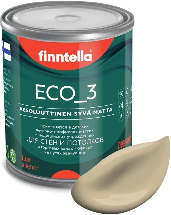 

Краска Finntella Eco 3 Wash and Clean Karamelli F-08-1-1-LG175 0.9 л (песочный)