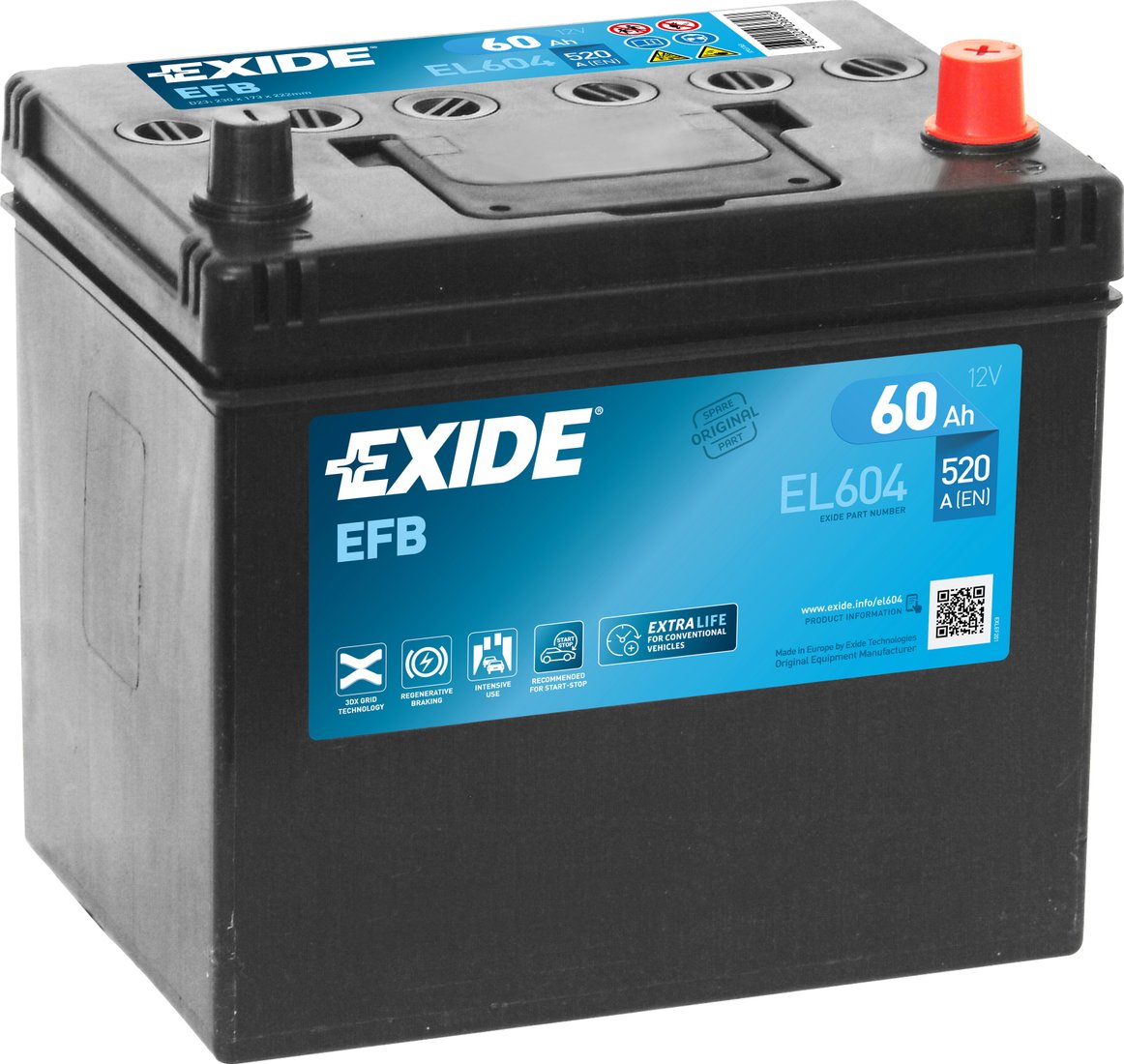 

Автомобильный аккумулятор Exide Start-Stop EFB EL604 (60 А·ч)