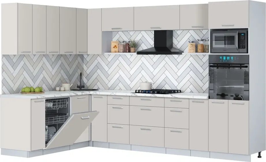 

Готовая кухня Интерлиния Мила Gloss 1.896х3.18 (кашемир/кашемир/белый гранит)