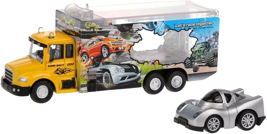 

Автовоз Пламенный мотор С мини машинкой 870509 (желтый)