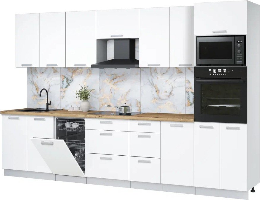 

Готовая кухня Интерлиния Мила Лайт 3.25-ПМ3 (белый платинум/белый платинум/дуб бунратти)