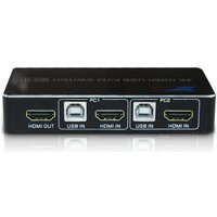 KVM переключатель USBTOP 2-х портовый KVM-переключатель HDMI2.0 4K60Hz +hotkey, (черный)