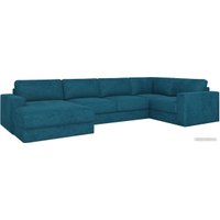 П-образный диван Rivalli Дискавери + оттоманка левая + угловая секция + кресло секц. (Sher Turquois)