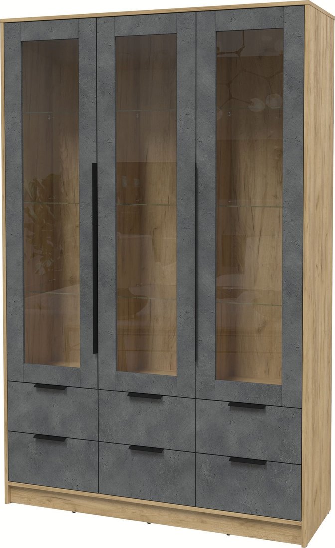 

Шкаф-витрина Интерлиния Концепт КТ-ШВ3 (бетон портленд/дуб золотой)