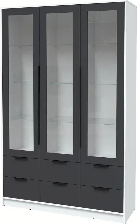 

Шкаф-витрина Интерлиния Концепт КТ-ШВ3 Глосс (белый платинум/пепел)