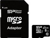 microSDHC SP008GBSTHBU1V10SP 8GB (с адаптером)