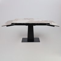 Кухонный стол Lepremo AV 2119 МДФ+керамика раздвижной 1200-1800x800 (белый глянцевый Pandora/черный)