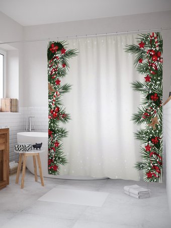 Шторка-занавеска для ванны JoyArty Двухстороннее рождественское оформление sc_37171
