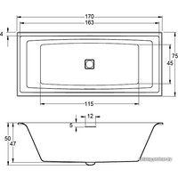 Ванна Riho Still Square 170x75 BR02005 (без ножек)