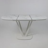 Кухонный стол Listvig Merlin 110-150х75 (МДФ+HPL-пластик белый Monte Belo/белый)