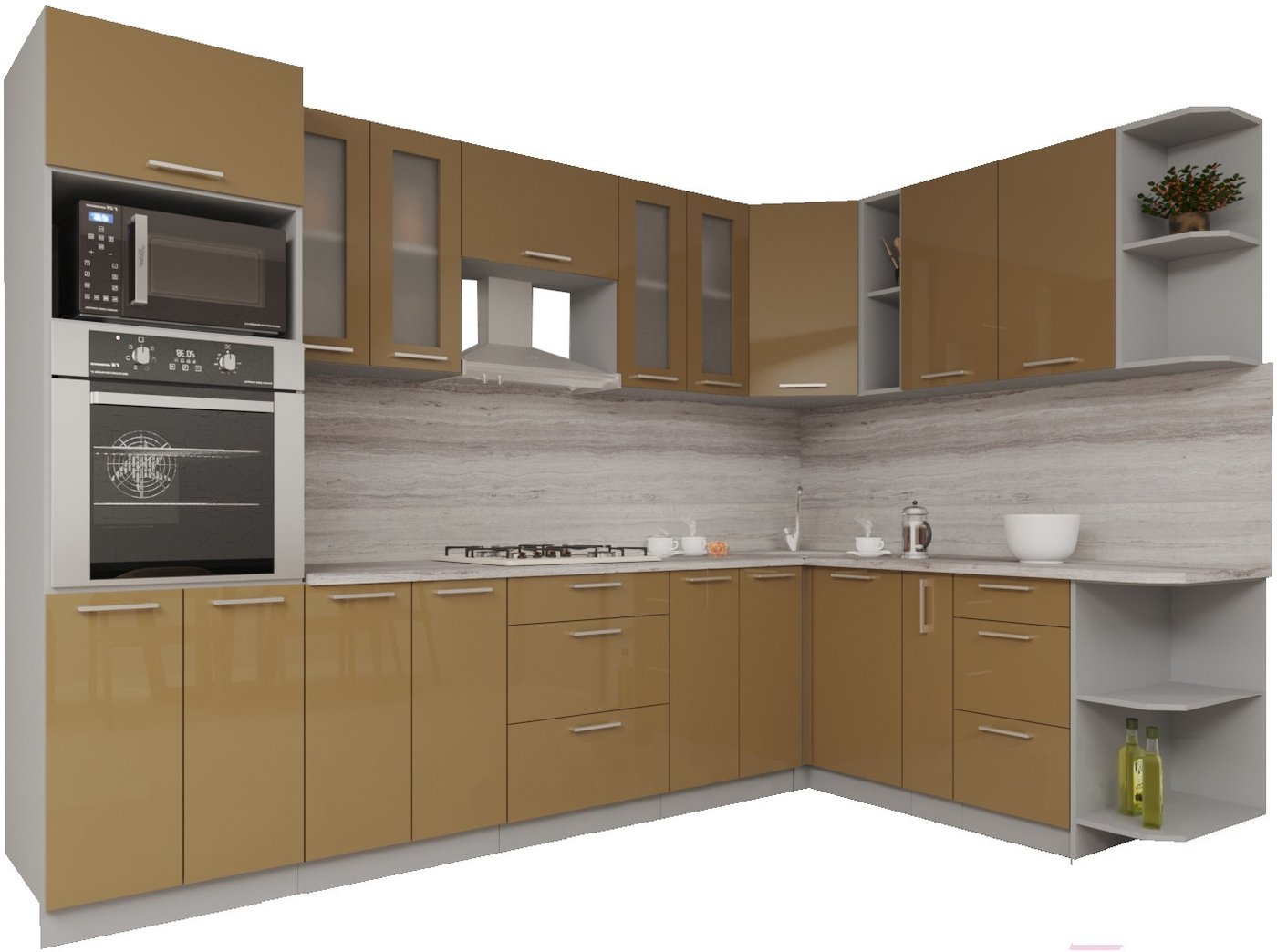 

Готовая кухня Интерлиния Мила Gloss 1.88x3.0 правая (капучино-капучино)