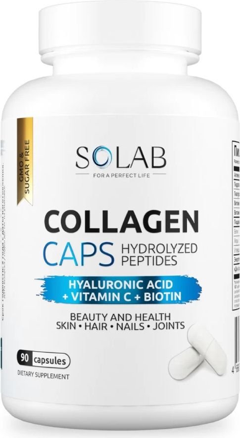 

Витамины, минералы Solab Коллаген + Биотин + Гиалуроновая кислота + Витамин С (90 капсул)