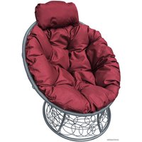 Кресло M-Group Папасан мини 12070302 (серый ротанг/бордовая подушка)