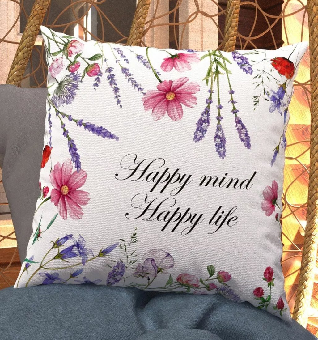 

Декоративная подушка Amaro Home Nice Touch Happy Life HOME-2501NT-Hl