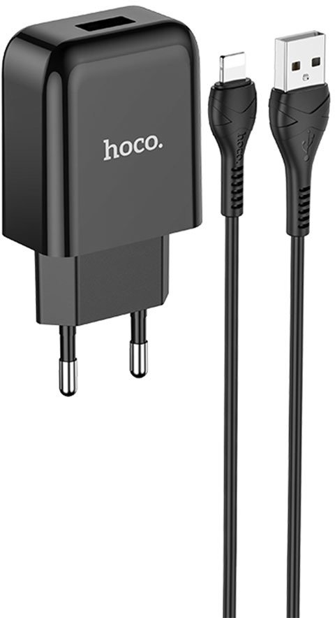 

Сетевое зарядное Hoco N2 Lightning (черный)