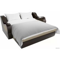 Диван Лига диванов Меркурий 100353 100 см (рогожка бежевый/экокожа коричневый)