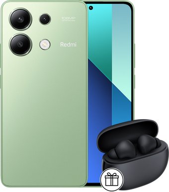 Xiaomi Redmi Note 13 8GB/256GB с NFC международная версия (мятно-зеленый) и Xiaomi Redmi Buds 4 Active (черный) по акции