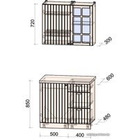 Готовая кухня Интерлиния Берес 0.9А (дуб полярный/дуб полярный/серый каспий)