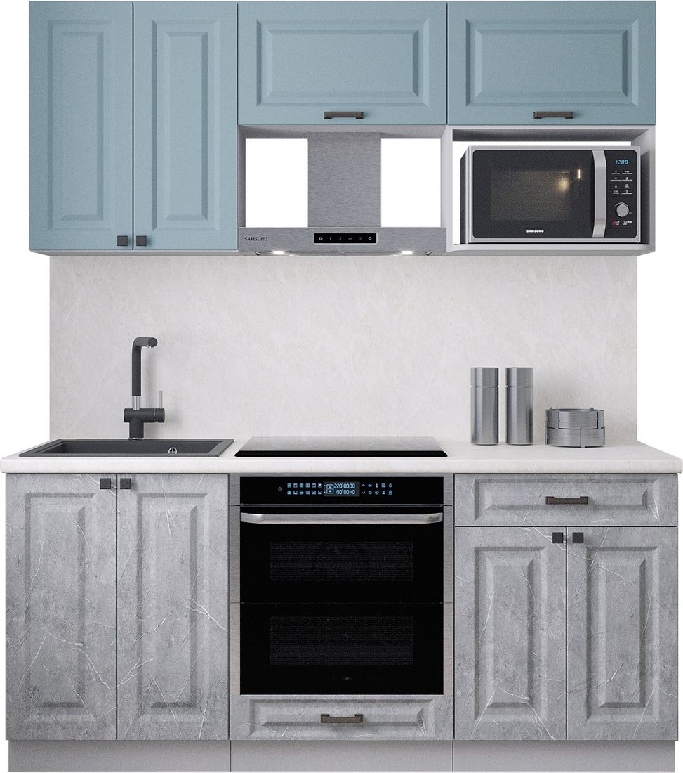 

Готовая кухня Интерлиния Мила Деко 1.8 (керамика/океан/опал светлый)