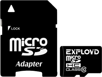 

Карта памяти Exployd microSDHC (Class 10) 16GB + адаптер [EX016GCSDHC10]