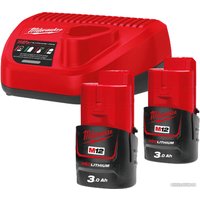 Аккумулятор с зарядным устройством Milwaukee M12 M12NRG-302 4933451902 (2 x 12В/3 Ач + 12В)