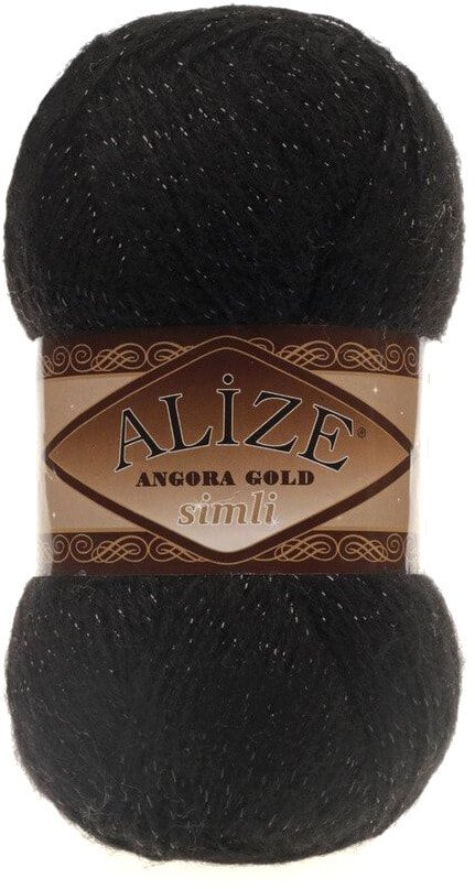 

Пряжа для вязания Alize Angora gold simli 60 (500 м, черный)