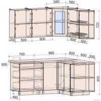 Готовая кухня Интерлиния Мила Матте 1.5x1.7 А правая (индиго/индиго глянец/кастилло темный)