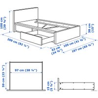 Кровать Ikea Мальм 200x90 (2 ящика, белый, Лонсет) 592.109.87