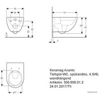 Унитаз подвесной Keramag Acanto Rimfree 500.600.01.2 (без сиденья)