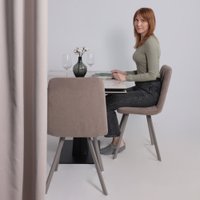 Кухонный стол Lepremo AV 2119 МДФ+керамика раздвижной 1200-1800x800 (белый глянцевый Pandora/черный)