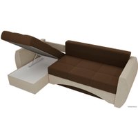 Угловой диван Лига диванов Сатурн 101055 (левый, микровельвет, коричневый/бежевый)