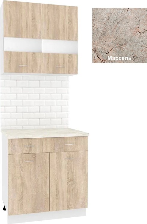 

Готовая кухня Кортекс-мебель Корнелия Экстра 80р1ш (дуб сонома/марсель)