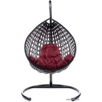 Подвесное кресло M-Group Капля Люкс 11030402 (черный ротанг/бордовая подушка)