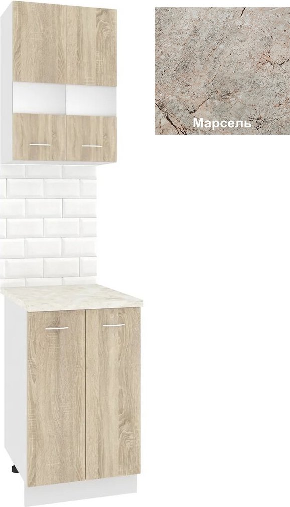 

Готовая кухня Кортекс-мебель Корнелия Экстра 50р2д (дуб сонома/марсель)