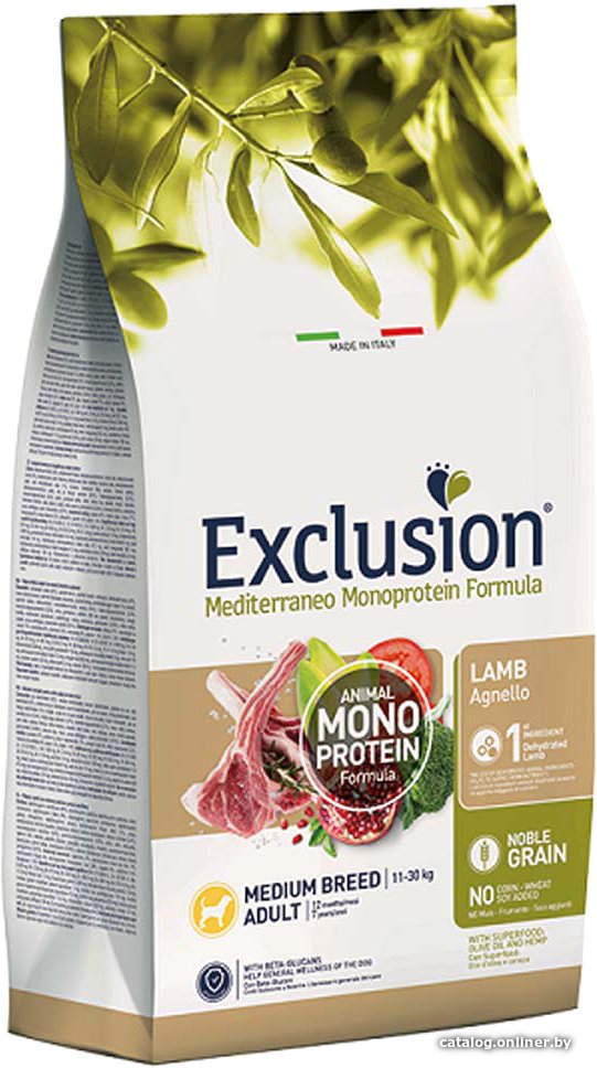Сухой корм для собак Exclusion Monoprotein Lamb Noble Grain средних пород с ягненком NGALM03 (3 кг)